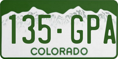 CO license plate 135GPA