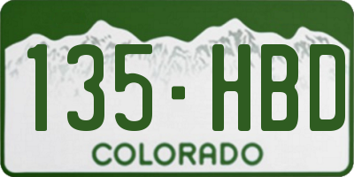 CO license plate 135HBD