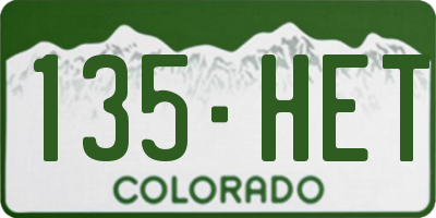 CO license plate 135HET