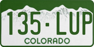 CO license plate 135LUP