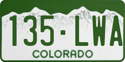 CO license plate 135LWA