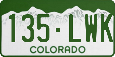 CO license plate 135LWK