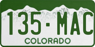 CO license plate 135MAC