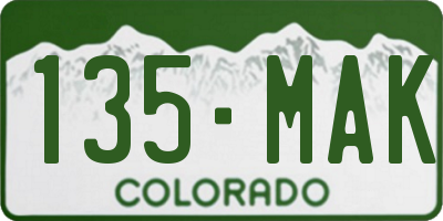 CO license plate 135MAK