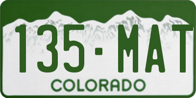 CO license plate 135MAT
