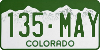 CO license plate 135MAY