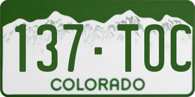 CO license plate 137TOC