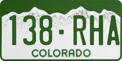 CO license plate 138RHA