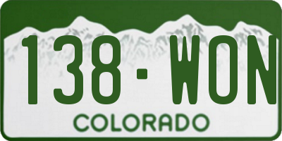 CO license plate 138WON