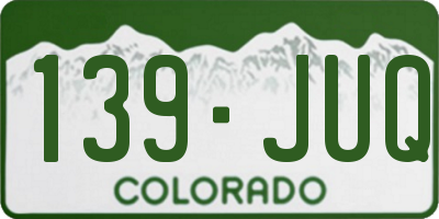 CO license plate 139JUQ