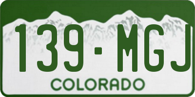 CO license plate 139MGJ