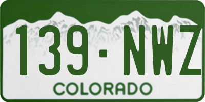 CO license plate 139NWZ