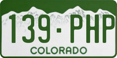 CO license plate 139PHP