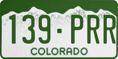 CO license plate 139PRR