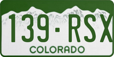 CO license plate 139RSX
