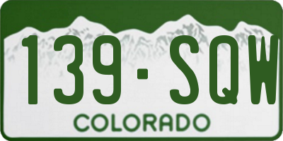 CO license plate 139SQW