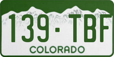 CO license plate 139TBF