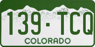 CO license plate 139TCQ