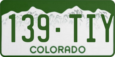 CO license plate 139TIY