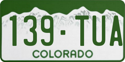 CO license plate 139TUA