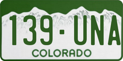 CO license plate 139UNA