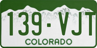 CO license plate 139VJT
