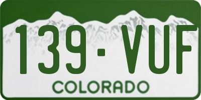 CO license plate 139VUF
