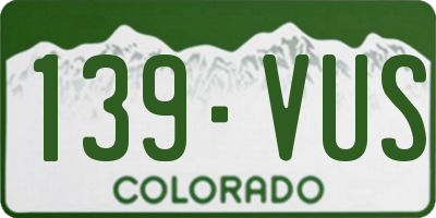 CO license plate 139VUS