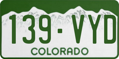 CO license plate 139VYD