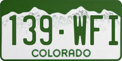 CO license plate 139WFI
