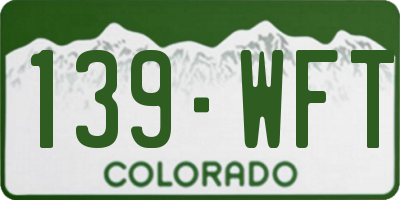 CO license plate 139WFT