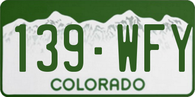 CO license plate 139WFY