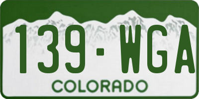 CO license plate 139WGA