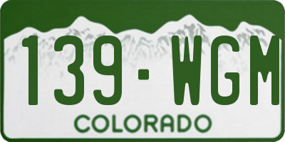 CO license plate 139WGM