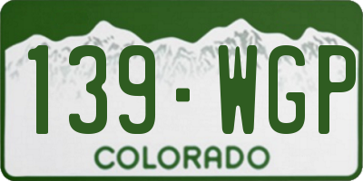 CO license plate 139WGP