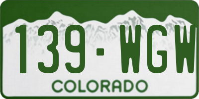 CO license plate 139WGW