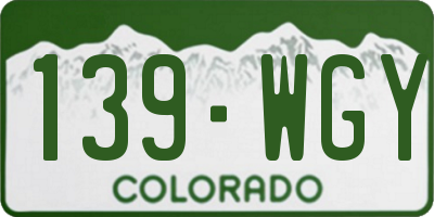 CO license plate 139WGY
