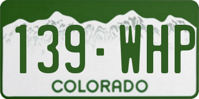 CO license plate 139WHP