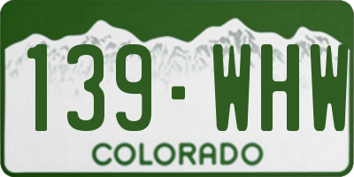 CO license plate 139WHW