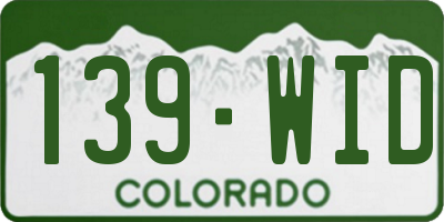CO license plate 139WID