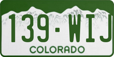 CO license plate 139WIJ