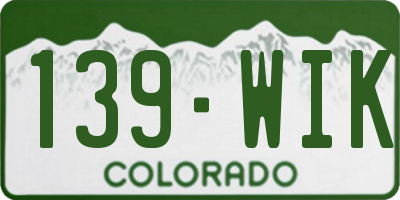 CO license plate 139WIK