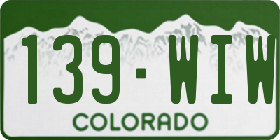 CO license plate 139WIW