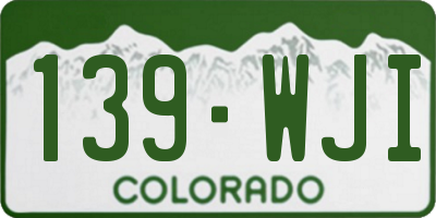 CO license plate 139WJI