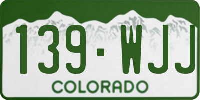 CO license plate 139WJJ
