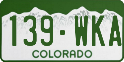 CO license plate 139WKA