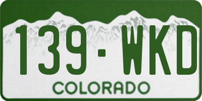 CO license plate 139WKD