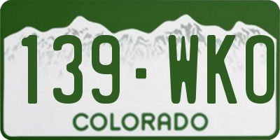 CO license plate 139WKO