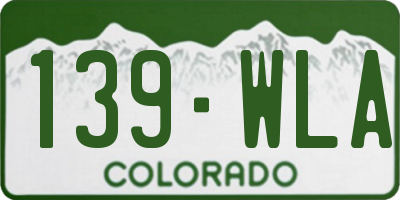 CO license plate 139WLA