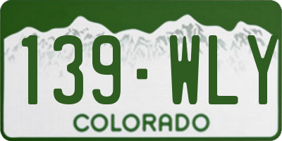 CO license plate 139WLY